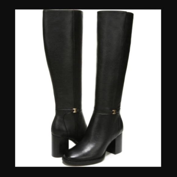 Sam‎ Edelman - Elsy Knee High Boot (black) size 8M tall heels black leather logo - Picture 1 of 13